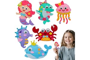 Cosysparks Felt Sewing Craft Kit for Kids, 6 Pack Ocean Animal Sewing Kit Childrens Sewing Kits for Beginners Fun DIY Educational Sewing Craft Gift with Sewing Tools for Boys Girls