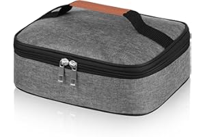 lohey Insulated Lunch Bag for Men Women Kids, Small Lunch Box Adults Cool Bag with Handle, Portable Thermal Cooler Box Bag for Work, School, Picnic Outdoor (Gray)