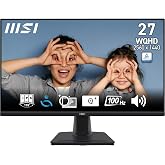 MSI PRO MP275Q 27 Inch 2K WQHD Office Monitor - 2560 x 1440 IPS Panel, 100 Hz, Eye-Friendly Screen, Built-in Speakers, Tilt-A