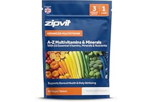 Zipvit A-Z Multivitamin Tablets, Vegan Multivitamin & Minerals for Men and Women, 90 Tablets (3-Month Supply), 26 Essential Vitamins & Minerals for Immune Support, Bone Health, and Energy