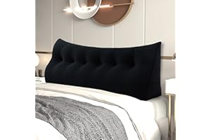 ‎JOHNEAR Johnear Rückenkissen Bett Keilkissen Sofa Rückenlehne Lesekissen, Lehnenkissen Dreieckige Kopfkissen Lendenkissen mit abnehmbarem Samt Bezug （Schwarz, 180cm