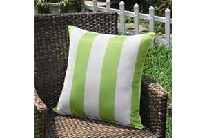 SK Studio 2 Stück Outdoor Kissen Wetterfest Wellen Gestreift Kissenbezug Sofakissen Dekorativ für Garten Sofa Wohnzimmer Bett Streifen grün, 45x45cm