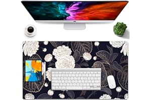 AiPsekocy Tappetino da Scrivania Double Face,Impermeabile PU Pelle Tappetino per Mouse 60x35cm per Ufficio e Casa-Fiori e Uccelli