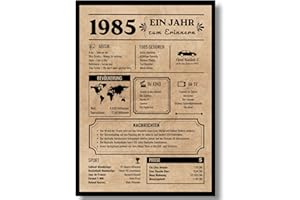 EQUIK PRODUCTS Jubiläumsposter 40 Jahre | Geburtstagskarte 1985 | Geburtstagsgeschenk für Männer und Frauen | Geburtsjahr 1985 | Vintage Poster | Dekoration und Geschenkidee | Zurück in 1985 (1985)