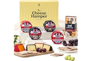HATTIE'S GIFTS Hattie’s Gifts Cheese Truckle Hamper Gift Set - Artisan Cheese & Sourdough Crackers - Luxury Food & Snack Gift for Birthdays, Thank You & Celebrations
