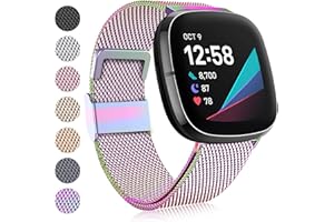 Faliogo Compatible avec Fitbit Versa 3 Bracelet/Fitbit Sense Bracelet, Bracelet de Remplacement Métal en Acier Inoxydable avec Serrure Magnétique pour Fitbit Versa 3/Sense