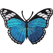 Turquoise Blauwe Vlinder Geborduurde Ijzer/Naai op Patch Jeans Jasje Bag Badge