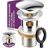 M. ROSENFELD HOME Drain Basin Click Clack Valve Chrome with Overflow | Click Clack Sink Plug with Overflow and Anti Hair Filt