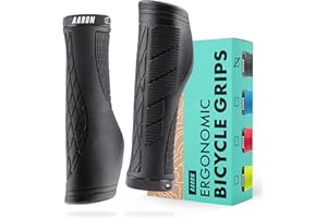 AARON FIT Handlebar Grips with Gel Cushioning, Sporty Handlebar Grips made from Non-Slip Rubber, Lock-On Handlebar Grips for E-bikes, Mountain bikes, Cross bikes, Fixie bikes Black, Yellow, Red, Blue