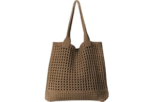 Ausing Borsa da Spiaggia All'uncinetto Donna Borsa a Tracolla in Rete Estetica Tessuto a Mano Vacanza