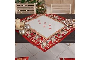 PETTI Artigiani Italiani - Centro de Mesa Navideño 90x90 cm, Decoración Navideña para Mesa, Centro de Mesa Cocina Navidad, Camino de Mesa Elfo, 100%
