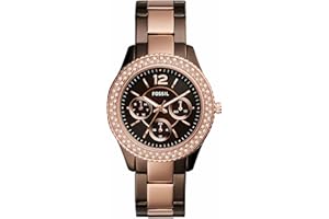 Fossil Damski analogowy zegarek kwarcowy z paskiem ze stali nierdzewnej ES4079, Brązowy, Zegarek kwarcowy