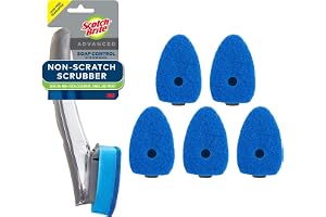 Scotch-Brite Non-Scratch Advanced Soap Control Dishwand Kit, inklusive 1 Wand & 5 Refill Pads, Soap Control With A Button, Ke