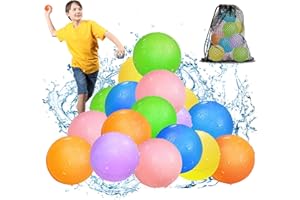 SMASIAGON Reusable Water Bombs Balloons Quick Fill Soft Silicone Self Sealing Splash Balls Outdoor Water Toys with Mesh Bag for Summer Fun Party Kids Outside Play Water Games Gift Pool Activity (18pack)