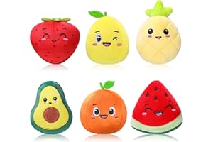 Aoriher 6 Juguetes de Peluche de Frutas Lindas Pequeñas Llaveros de Mochila Bolso de Fresa Aguacate Naranja de Felpa Regalo para Niños Estudiantes Aula Premio Regalo de Intercambio