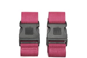 CALIFORNIA REPUBLIC 2 Stück / 4 Stück Gepäckgurte, verstellbare Koffergurte mit Namensschild, Reisezubehör für Koffer in leuchtenden Farben (2pcs Burgundy)