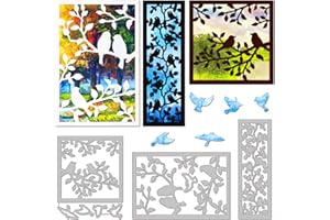 GLOBLELAND Fustelle in Metallo per Ramoscello di Albero, Uccello, Sfondo di Ramoscello di Albero, Fustelle per Tagliare Stencil per Scrapbooking, Fustelle per Album Fai da Te, Creazione di Bigliett
