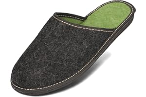 BeComfy Herren Filzpantoffeln aus naturreinem Filz Hausschuhe mit Gummisohle - Sehr Leicht - Hausschuhe Pantoffel Filz Crema Braun 40 41 42 43 44 45 46
