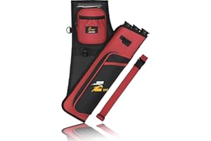 Sunya - Carcaj de Tiro con Arco para Flechas. Portátil,Incluye pestaña y Bolsillos de liberación y cinturón de Nailon. Apto para Arco Compuesto y Arco recurvo Blanco o Campo