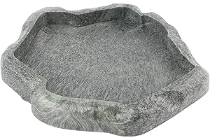 Sheens Gamelle Tortue, Abreuvoir Bol Tortue Terrestre Resin Rock Bol Nourriture Eau pour Reptile Terrarium Plat pour Assiette Tortue Lézard Caméléon Iguane(S-Vert)
