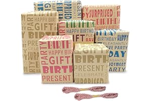 LZRINUE 8 Sheets 50x70cm Birthday Wrapping Paper,Gift Wrapping Paper with String, Recyclable kraft Wrapping Paper with 4 Different Design Perfect for Party Baby Shower Birthday Gift Wrap.