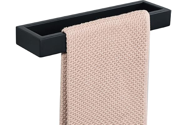 SAYAYO Handdukshållare svart 26CM väggmonterad handduksstång badrum, handukshängare vägg, SUS304 rostfritt stål handduksring för badrum och kök,EGKN2210-260-B