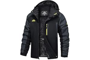 TACVASEN Men's Waterproof Hiking Fleece Jacket Warm Outdoor Skiing Ice Skating Hoodie