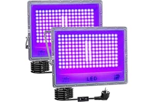 BOSITE Projecteur Lumière Noire 150W, Lumière Noire LED, Etanche IP65 Lumiere UV, 395-405nm, Projecteur UV pour peinture cor Porelleeinture corporelle Halloween Fête fluorescente Noël