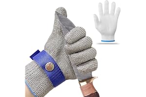 FlyWave Rękawica łańcuchowa, rękawica łańcuchowa, wysoka ochrona, drut ze stali nierdzewnej, rękawice rzeźnicze, rękawice do ostryg, nadają się do kontaktu z żywnością i przetwórstwem mięsa |L