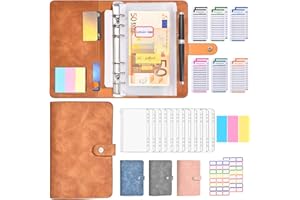 ‎L LONGANCHANG Budget Planner Deutsch - A6 PU Leder Binder Geld Organizer Sparen - Finanzplaner Cash Stuffing Haushaltsbuch mit Geldfacher - Budgetplaner Sparbuch mit Folien für Sinking Funds, Braun