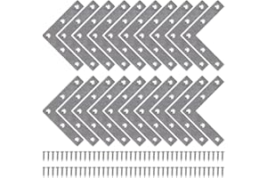 MENGH-SHOP Winkelverbinder Flache Winkel Klammern L-form Rechtwinkliges Edelstahl Ecke Klammer Möbel Angle Brackets mit Screws für Tabelle Stuhl Bücherregal 80*80mm 20 Stücke