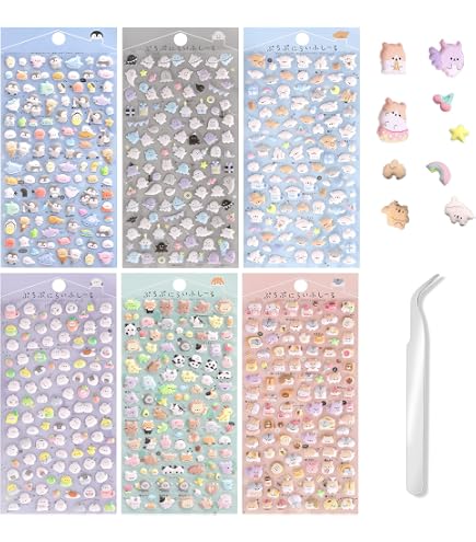 Autocollants 3D Kawaii Animaux – 6 Feuilles Puffy Mousse Amovibles, Déco Planner, Carnet, Cadeau DIY Enfants Adultes