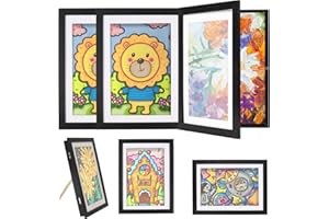 Dachiy 3 Stück Bilderrahmen Kinderzeichnungen A4, A4 Befüllba Kunstfotorahmen Kinder, Frontöffnung Kunstwerke, Ideal für, Kunstprojekte, Schule, Zuhause (Schwarz)