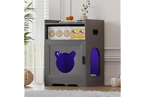 Lvifur Cuccia Gatto, Cuccia Gatto Interno Cuccia per Gatti con Lampada Disinfettante, Mobili Cabinet di gatti Comodino Grigio