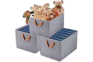 Rdusi Storage Baskets Set of 3 Pieces,Cubicle-Free Foldable Toy Box Storage,Cationic Fabric Storage Box,Extra Large With Metal Frame Storage Boxes,Ideal for Home Storage