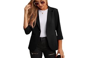 GRECERELLE Women's Blazer Suit Elegant 3/4 Sleeve Jackets Business Casual Work Office Blazer Jacket Suiting & Blazers Cardigans with Pockets Button for Ladies