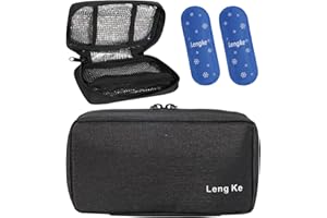 OVAKIA Insulin Cooling Case Pack,Travel Medicine Organizer,Portable Diabetic Supplies Cooler Handy Bag Pouch with 2 Ice Gel Pack (Black)