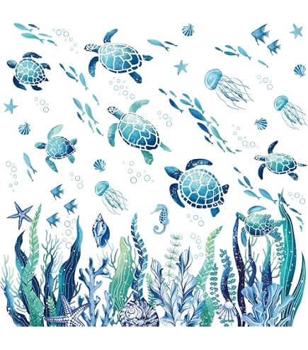 S-pkm415 Wandtattoo "Fische & Meerjungfrau" Fürs Badezimmer - 58 X 30 Cm, Mehrfarbig, Made In Germany