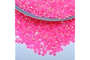 MajorCrafts 2000pcs 5mm ss20 Jelly AB Flat Back Round 14 Facets Resin Rhinestones Arts and Crafts Embellishment Gems (Bright Pink AB C74)
