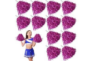 Leikurvo 12 stycken cheerleading pom poms, sport poms, cheers-bollpoms för sportevenemang, bollspel, danser, karnevalsfester, används (rosenröd)