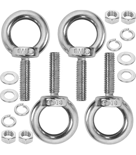 Glarks 8-Piece M14 Heavy Duty Lifting Ring Eye Bolt Set – 304 Stainless Steel With Lock Nuts, Lock Washers & Flat Washers