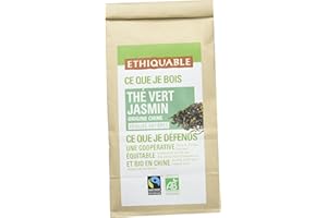 Ethiquable Thé Vert Jasmin Chine Vrac Bio et Équitable Max Havelaar, 100 g