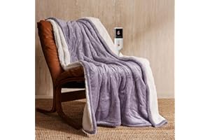 JET'S HOME Heizdecke 130x180cm - Wärmedecke Heizdecke mit Abschaltautomatik Einstellbarer Timer 10 Stunden 6 Heizstufen - Wärmedecke Maschinenwaschbar Überhitzungsschutz (Lila)