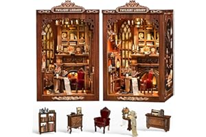 Book Nook，Sagiterra Dollhouse Kit，DIY Miniature Kit for Adults and Teens，3D Wooden Book Shelf Decoration for Family and Friends，Bookshelf Decor in Halloween/Christmas (Twilight Library)