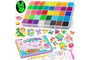 DIYLAND Wasserperlen Nachfüllset, 5200 Magische Sprühperlen in 40 Farben mit Geschenkbox, Leuchten im Dunkeln 8 Farben, Geschenk Mädchen 6 7 8 9 10 Jahre, Kunsthandwerk für Kinder DIY Spielzeug