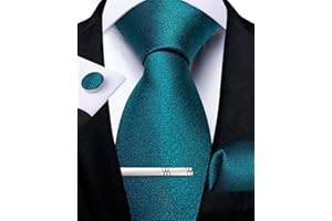 DiBanGu Einfarbig Krawatte für Herren formellen Seiden-krawatte und Einstecktuch Manschettenknöpfe Krawattenklammer Set für Hochzeit Party