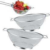 3 Pieces Stainless Steel Kitchen Fine Mesh Strainer Strainer &Oslash; 24.5 cm and &Oslash; 21.5 cm with 2 Handles for Pasta Vegetables and