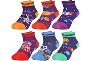 Queenshin 6 Paia di Calze Ragazzo Calzini Bambino con Elegante Design Traspirante e Resistente 3-12 Anni