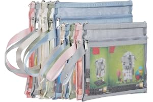 10-pack färgade dubbla lager nät dragkedja påse väskor, byggstenar set leksak förvaring och organisation 5 A4 + 5 A5 hållbar