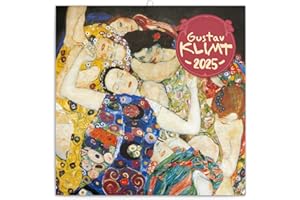 NOTIQUE Calendario da parete Gustav Klimt 2025, calendario opuscolo con calendario mensile, calendario da 30 x 30 cm (aperto)